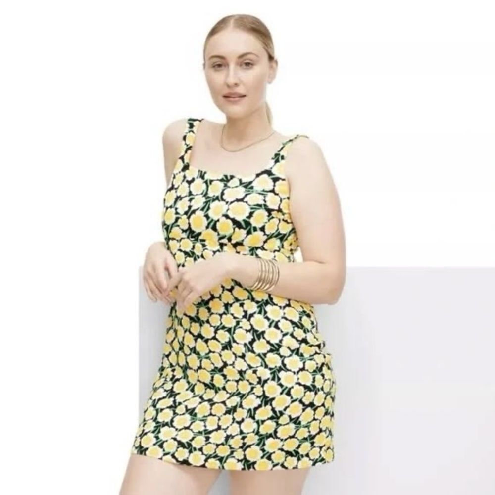 Diane Von Furstenberg For Target 90's Mini Shift Dress Yellow Poppy Size 18